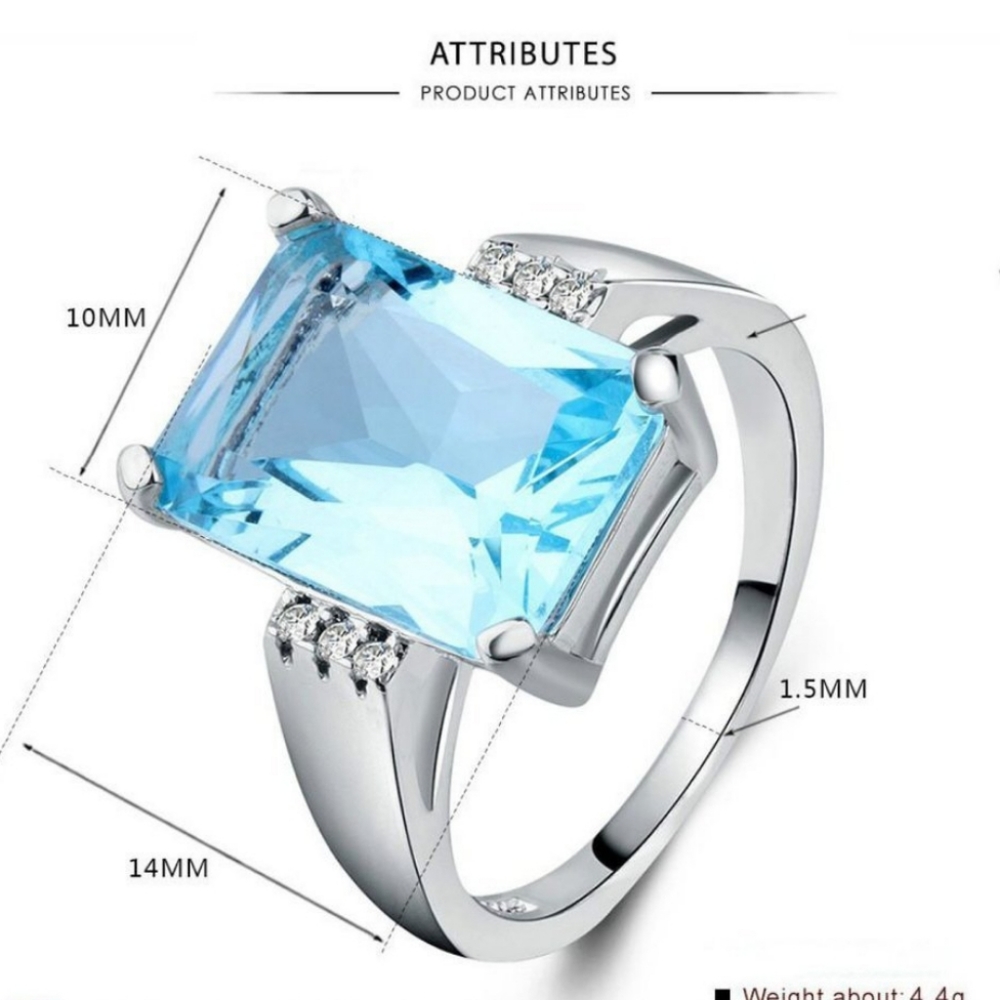 S925 New Aquamarine Gemstone Ring - Picture 3 of 9